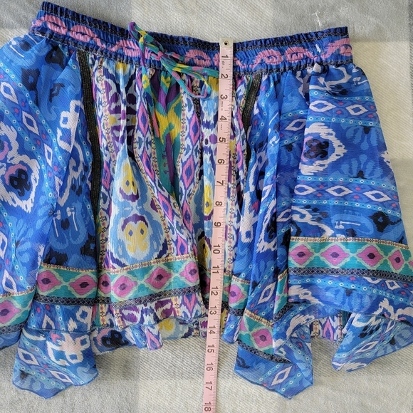 NWOT ZARA Geometric Mini Skirt Lined Asymmetric Hem Purple Blue Flowy Small - Picture 11 of 11